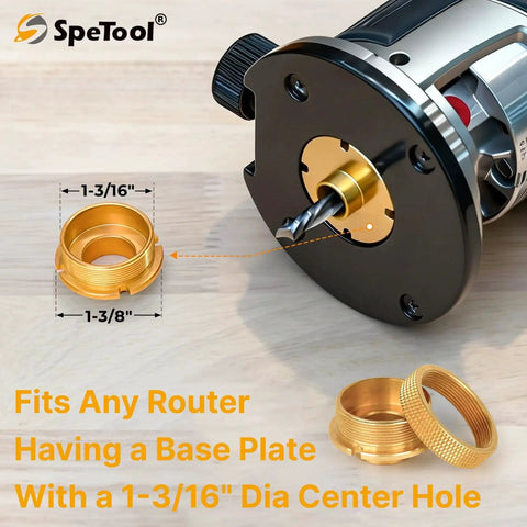 Pro Grade 13 Piece Brass Router Templates Bushing Guide Set With Locking Wrench Centering Pin And Aluminum Case SpeTool fits routers