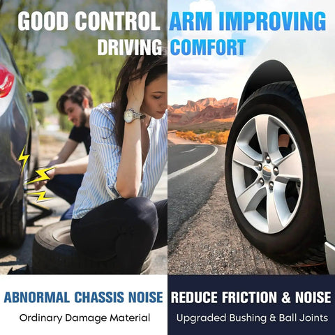 Front Lower Control Arm With Ball Joint Pair For Equinox And Terrain 2010-2017 shown with tire for improved ride stability