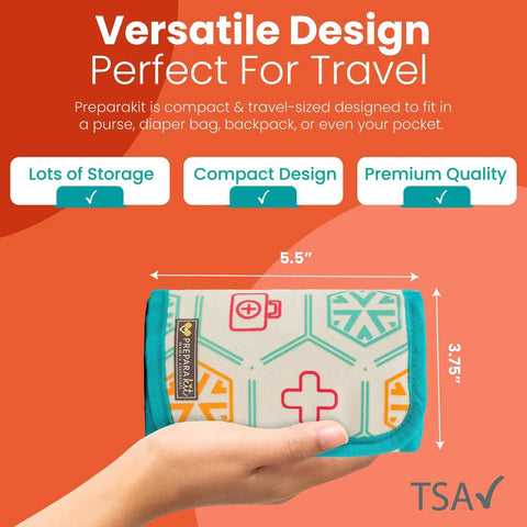 Travel First Aid Kit For Kids Designed By A Mom And A Nurse With A 75 Piece Kit of Essential Medical Supplies in a Compact Teal Case