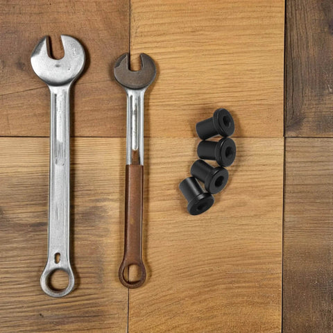 Heavy Duty Carbon Steel Barn Door Clamps Set With Flat Door Spacers For Sliding Track And Replacement next to wrenches