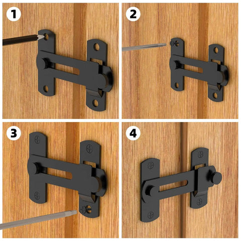 Installation of 180 Degree Flip Sliding Barn Door Lock For Privacy Set Of 2 Premium 304 Stainless Steel Barn Door Latch
