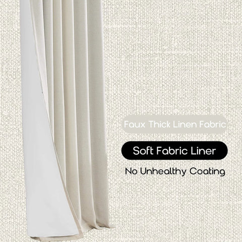 Extra Long Linen Blackout Curtains For Track System 120 Inch Long 10 Foot Floor Length Easy Sliding With Drapery Hooks