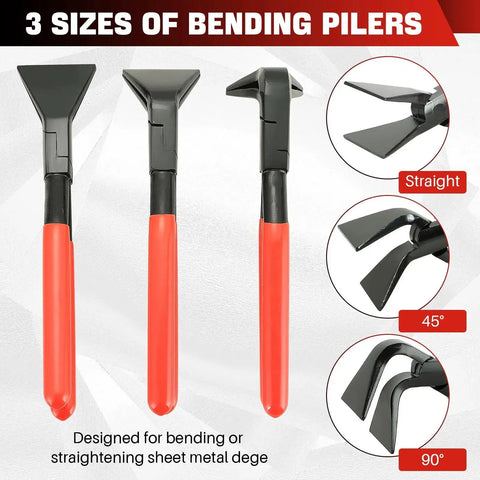 3 Piece Hand Seamers Sheet Metal Tools Set With Straight Jaw And 45 Degree And 90 Degree Benders By DASBET, front view