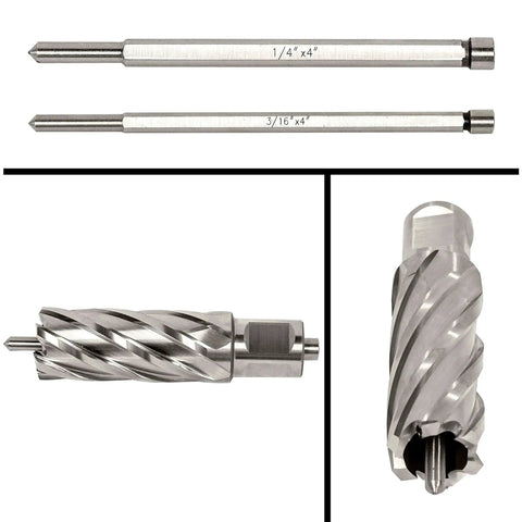 Annular Cutter Set For Magnetic Drill Press 13 Pc Heavy Duty Kit With 2 Pilot Pins Cutting Depth 2 Inches HSS M2AL Core