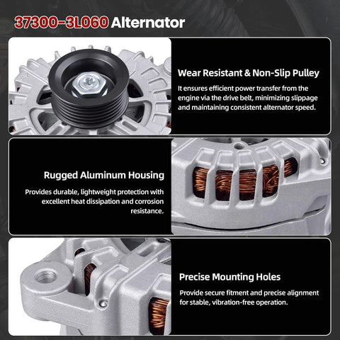 180 Amp Alternator Replacement For Hyundai Palisade 2020 To 2023 And Kia Telluride 2020 To 2022 3.8L V6 close-up view