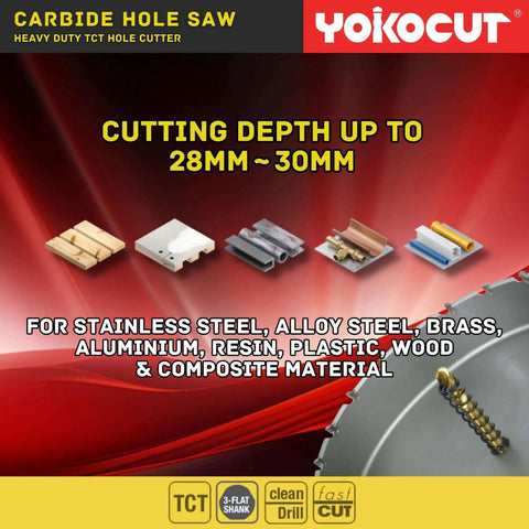 3 Inch Carbide Tipped Hole Saw With Pilot Bit For Stainless Steel And Metal Cutting 76mm Diameter 25mm Depth Three Eighths Inch Tri Flat Shank Built Tough For Any Metal Or Wood Project TCT Hole Cutter image showing material cutting capability