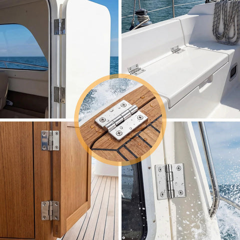 BBTO 6-pack 316 stainless boat hinges with screws; marine-grade 2x2 in, rust-proof.