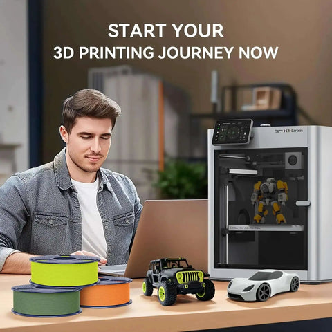 3D printer with spools and printed models; Matte White PLA Filament Bundle 1.75mm, 4 Spools, 4Kg Total, Neatly Wound with Matte Finish