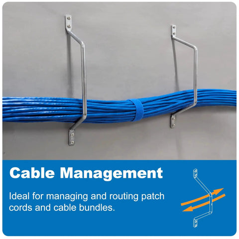 Five Inch Metal Cable D Ring Pack of Twenty Five for Horizontal and Vertical Wall Cable Organization installed on wall