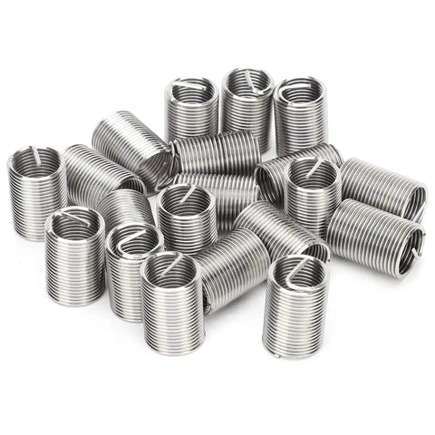 Heavy Duty Pro Grade 20 Piece 304 Stainless Steel Wire Thread Inserts Kit M12 x 1.25 Helicoil Style Sleeves for quick thread repair.