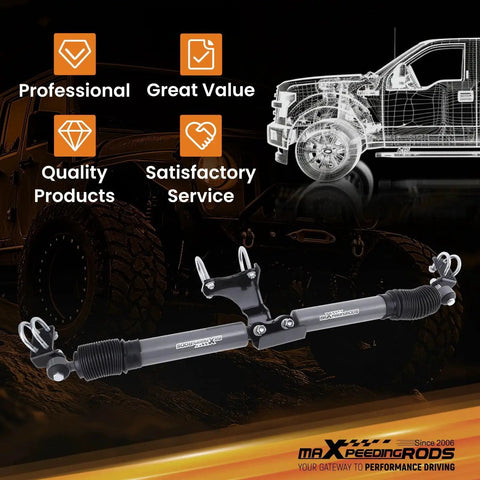 maXpeedingrods dual steering stabilizer for Jeep Wrangler JK/JKU 2007–2018, silver-gray dual-bar design