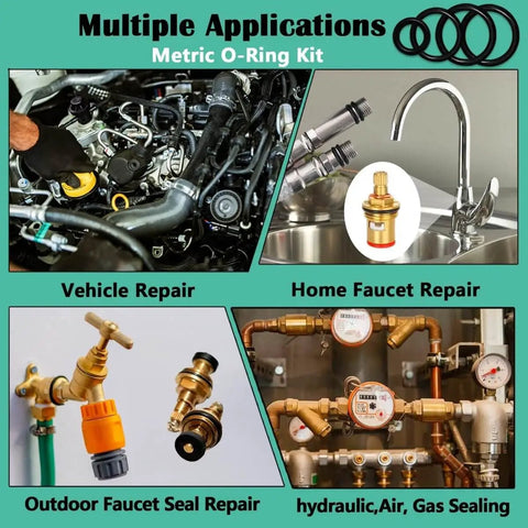 Image showing All In One Faucet Washer Kit With O Rings And Plumbing Gaskets, 1075 Piece Universal Rubber Washers Set for various repairs.