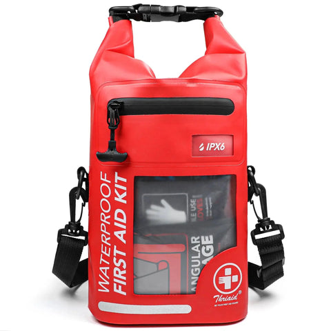250 Piece IPX6 Waterproof First Aid Kit With Roll Top Reflective Boat Dry Bag For Boating Camping Fishing And Kayaking Emergency Medical Supplies Red Essentials