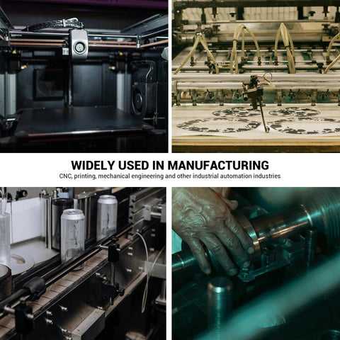 Four-pack SHF16 aluminum alloy linear bearing slide shaft supports for 12mm guides, shown on factory machinery