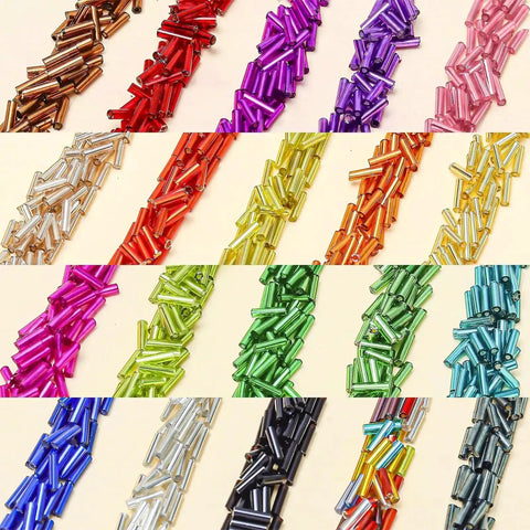 Glass Bugle Beads Bulk 4200 Pcs 2x6mm Champagne Pink Long Tube Seed Beads For Jewelry Making Sewing Crafts Bracelets Embroidery