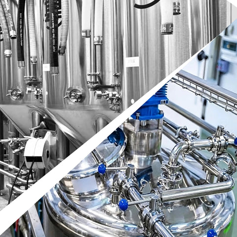 QiiMii 1.5in SS304 stainless beer sampling valve clamp end, 2-pack, mounted on stainless brewery equipment.