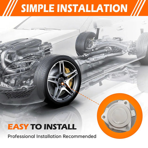 Diagram showing front wheel hub installation, with focus on Front Wheel Hub And Bearing Assembly With ABS For 2012 To 2020 Chrysler 300 And 2012 To 2014 Dodge Challenger Charger RWD Drop In Replacement 5 Lug Direct Fit Premium Quality.