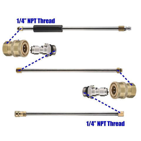 Pressure Washer Quick Disconnect Adapter Set 1/4 Inch Brass Fittings 5000 PSI Universal Coupler Kit for wands guns and hoses