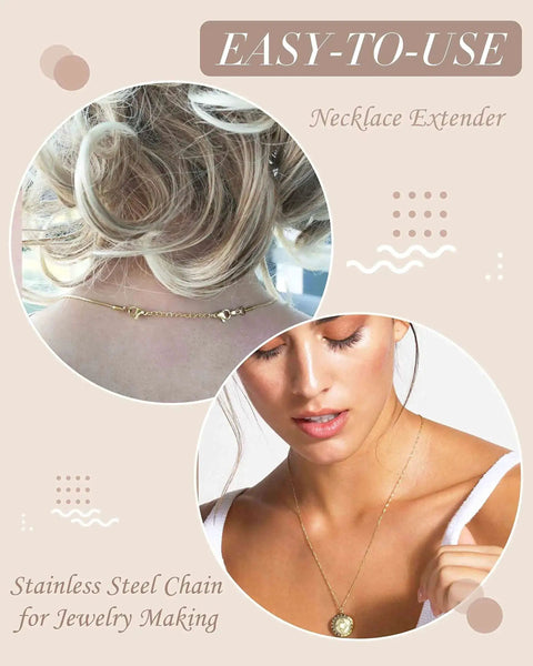 10 Piece Necklace Extender Set With 5 Lengths 2 3 4 5 6 Inches In Gold And Silver Plated Stainless Steel for layering jewelry