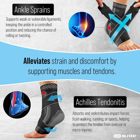 All Day Comfort Ankle Support Brace For Men And Women With Adjustable Strap For Plantar Fasciitis And Achilles Tendonitis Relief Ankle Compression Sleeve For Sprained Foot And Sports Injuries Breathable Pain Relief For Quick Recovery In Black Medium illustration