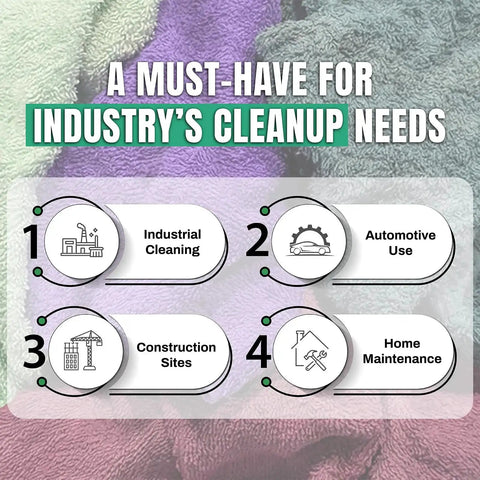 Recycled Color Terry Cloths used for industrial cleaning, automotive use, construction sites, and home maintenance.