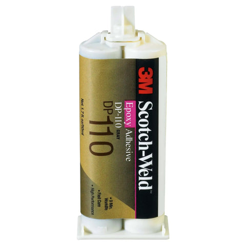 DP110 Gray Epoxy Adhesive Duo-Pak 200 mL cartridge for strong permanent bonding under vibration and impact, high shear strength.