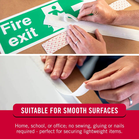 Applying self-adhesive hook and loop fasteners roll fifteen feet by three quarter inch white for smooth surface bonding