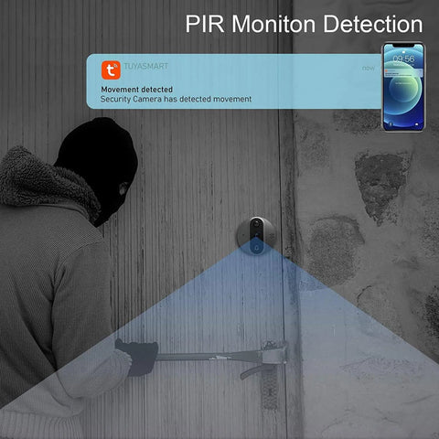 Smart Peephole Doorbell Camera With WiFi, 960P Video, detects motion on door with security alert on phone screen