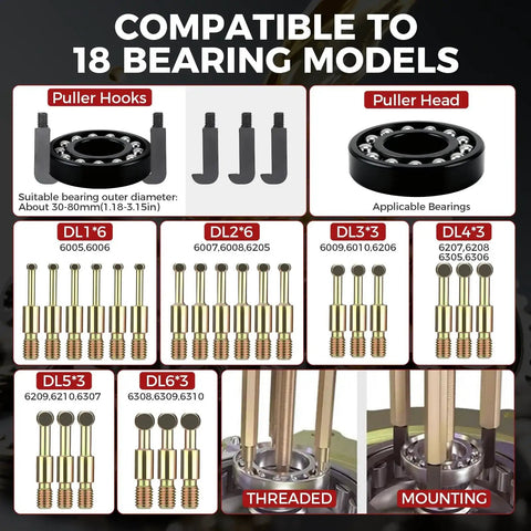 36 In 1 Bearing Puller Kit With Switchable Two Mode Blind Hole Puller And Separator Set, 18 Bearing Compatibility