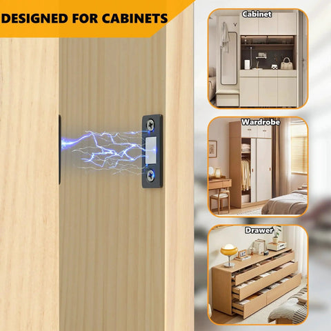 Ultra Thin Stainless Steel Magnetic Cabinet Catch 4 Pack With Adhesive Mount For Doors Drawers And Closets Matte Black Finish