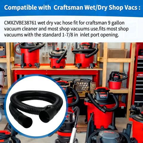 Seven Foot Replacement Hose For Wet Dry Vacuums 1 7 8 Inch Inlet Industrial Grade Vacuum Hose Attachment on shop vac display