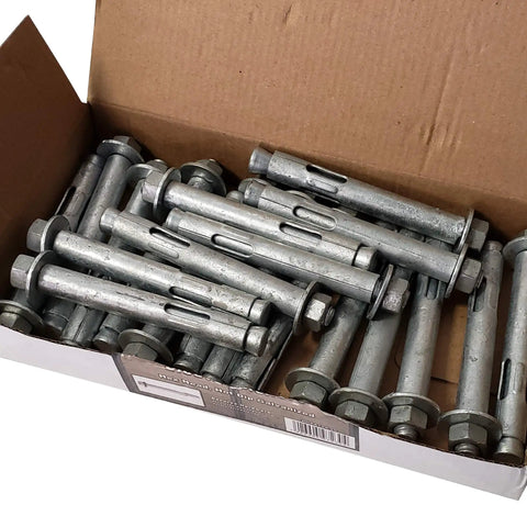 Box of Half Inch Sleeve Anchor Bolt For Concrete Hot Dip Galvanized Hex Head Expansion Anchor Heavy Duty Masonry Fastener 20 Pack