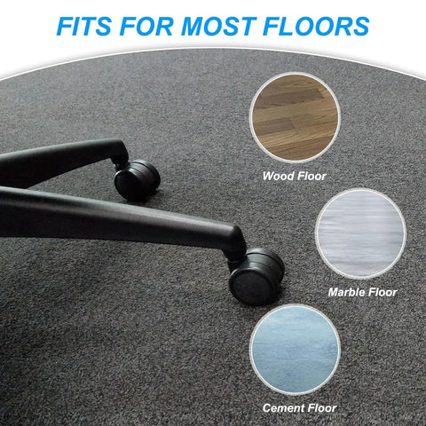3 Inch Office Chair Wheel Replacement on carpet, highlighting suitability for wood, marble, and cement floors, 154 lb load per wheel