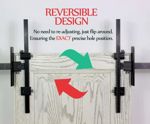 Basic Black Aluminum Alloy Cabinet Hardware Jig For Effortless Handles Pulls Knobs And Hinge Installations Hand Calibrated For Precision And Consistent Results In Cabinet Upgrades shown on wooden cabinet door for precise alignment.