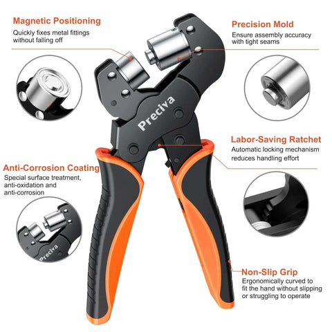 Interchangeable Double Head Grommet Kit Pro Grade With Three Eighths Inch And One Quarter Inch Dies, heavy duty tool with features