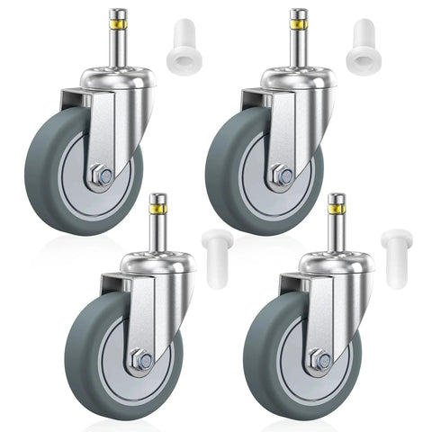 3 Inch Swivel Stem Caster Wheels Set Of Four Heavy Duty Seven Sixteenth Inch Stem Diameter TPR Rubber Replacement Castors for heavy-duty use