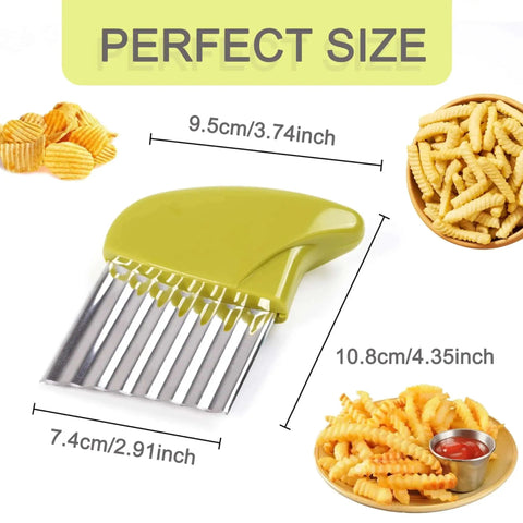 Two Pack Crinkle Cutter Set For Veggies And Chips Stainless Steel Wavy Cutter For Potatoes Carrots Lettuce Butter And More Green And Blue Handles Kid Friendly Kitchen Tool For Safe Fun Cooking No Mess Prep And Quick Easy Meal Prep
