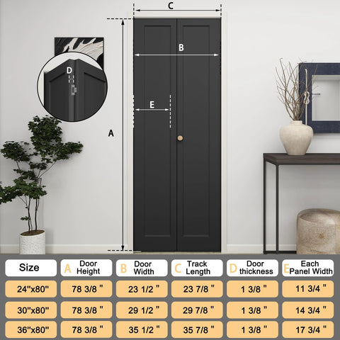 30 Inch By 80 Inch Bifold Barn Door Vinyl Wrapped Textured Black One Panel Bifold Closet Door With Hardware Kit Waterproof