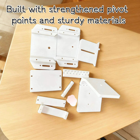 Components of the Adjustable Track Hinge for Track Saw Systems and MFT Style Workbenches with Universal Pivot Joint Connector