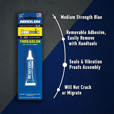Medium Strength Thread Locker Blue Removable Sealant For Metal Fasteners Temperature Resistant Keeps Bolts Tight Against Vibration Easy To Remove With Hand Tools Long Lasting Bond For Automotive And Industrial Projects in product packaging.