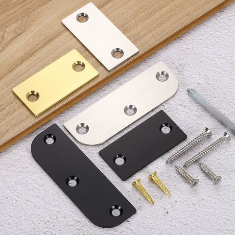 uxcell hinge filler plates, 5-piece set in silver, gold, black finishes with screws (3.5 in, 5/8 in edge holes)