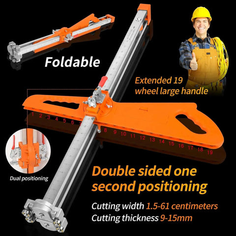 Upgraded Drywall Cutting Tool With 2 Extra Replacement Blades And Extended Nylon Handle, showing features and foldable design.