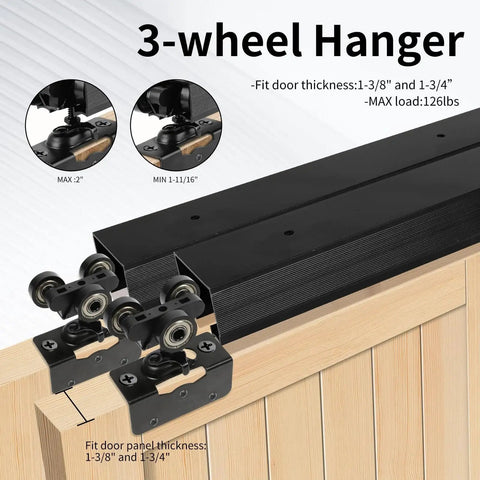 72 Inch Ceiling Mount Bypass Sliding Door Hardware Rail Kit Black Aluminum Alloy For Wood Doors Easy Do It Yourself Installation With Durable Rail System Suitable For Various Wood Door Styles No Door Included