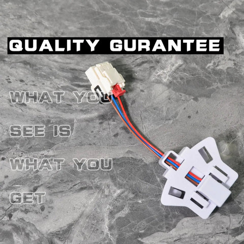 Washer speed sensor harness with white two-part plastic connectors and blue and red wires