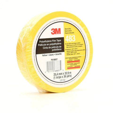 Conformable polyethylene tape yellow 1 in x 36 yd 5.0 mil single roll rubber adhesive for sealing color coding moisture-proof