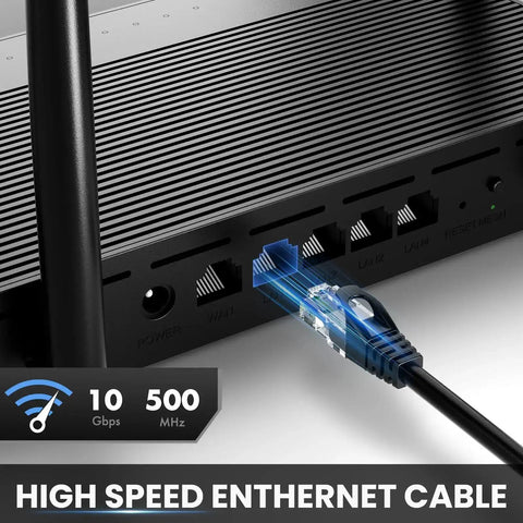 Cat6 Ethernet Patch Cable 15 Feet 10 Pack High Speed Network Cord 500 MHz 10 Gbps RJ45 LAN Cable For Computer Modem Router PS4 PS5 Black