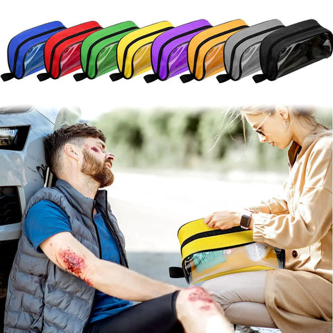 Eight Color First Aid Bags Set for Home Outdoor and Travel Use, Portable Zippered Medical Pouches in use during emergency