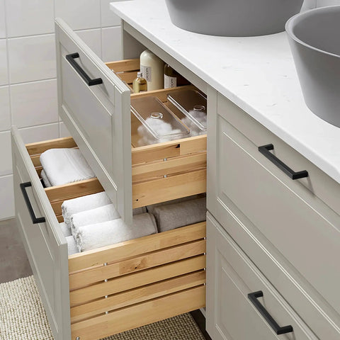 Kitchen drawers with 10 Pack Solid Aluminum Matte Black Cabinet Pulls with 5 Inch Hole Center Square Style Handles for Cabinets