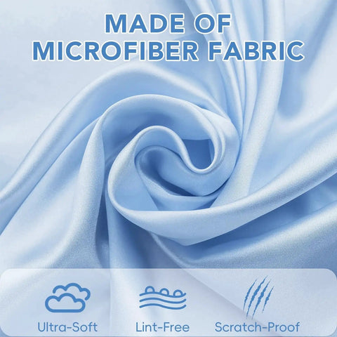 Close-up of premium microfiber fabric texture used in cleaning cloths for glasses, screens, cameras, and phones 6x7 inches.