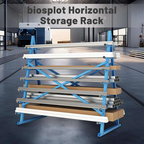 Heavy Duty 2000 Lbs Horizontal Storage Rack With 7 Tier Floor Standing Adjustable Lumber And Pipe Organizer in garage